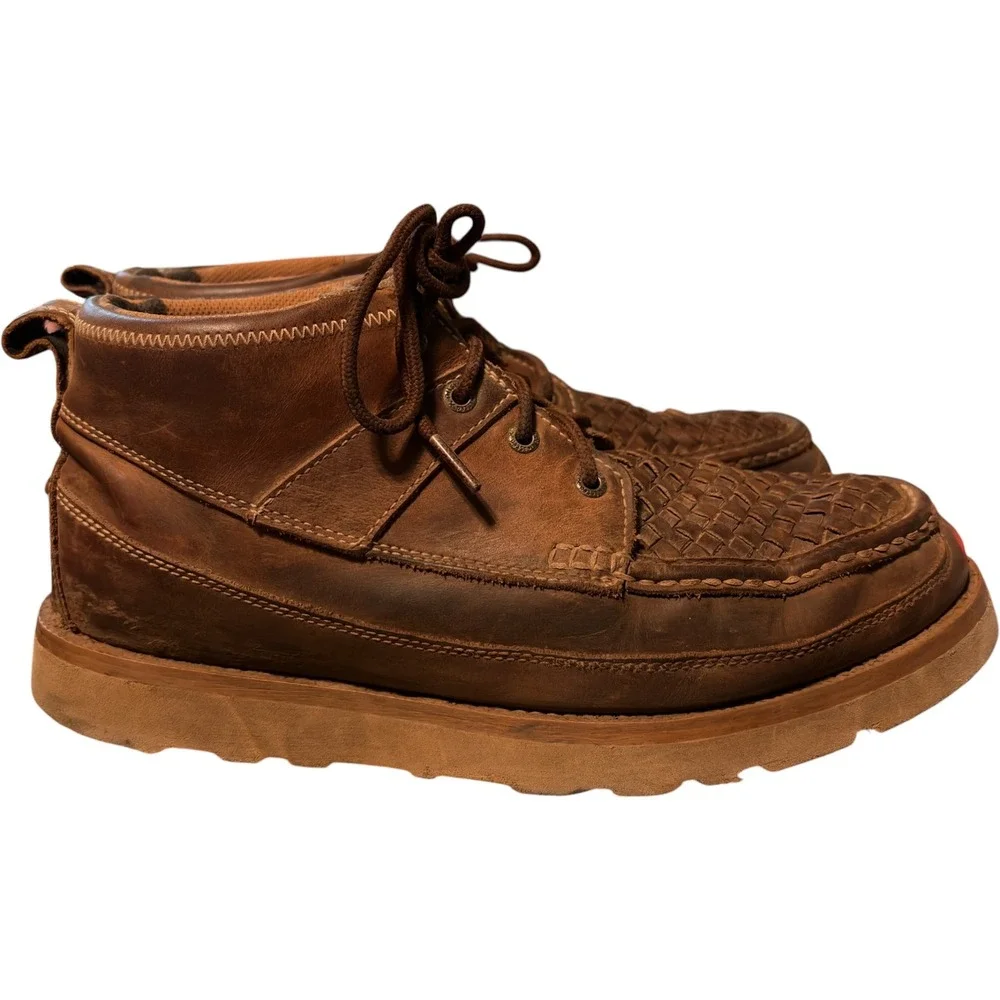 Twisted X Men's Basket Woven Saddle Chukka Boots Wedge Sole Size 10W MCA0032 4